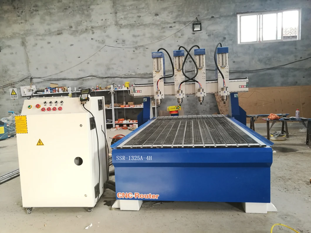 1325 Multi-Spindle Woodworking CNC Router with 4 Heads for Woodworking Wood Furniture Legs, Wood Stair Carving